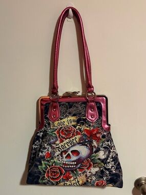 Ed Hardy | Bags | Nwt Ed Hardy Black And Pink Skull Floral  display picture 1